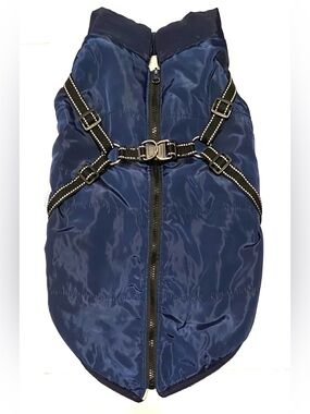 Navy Blue Zip And Click Cold Weather Thick, Water Resistant Jacket XL